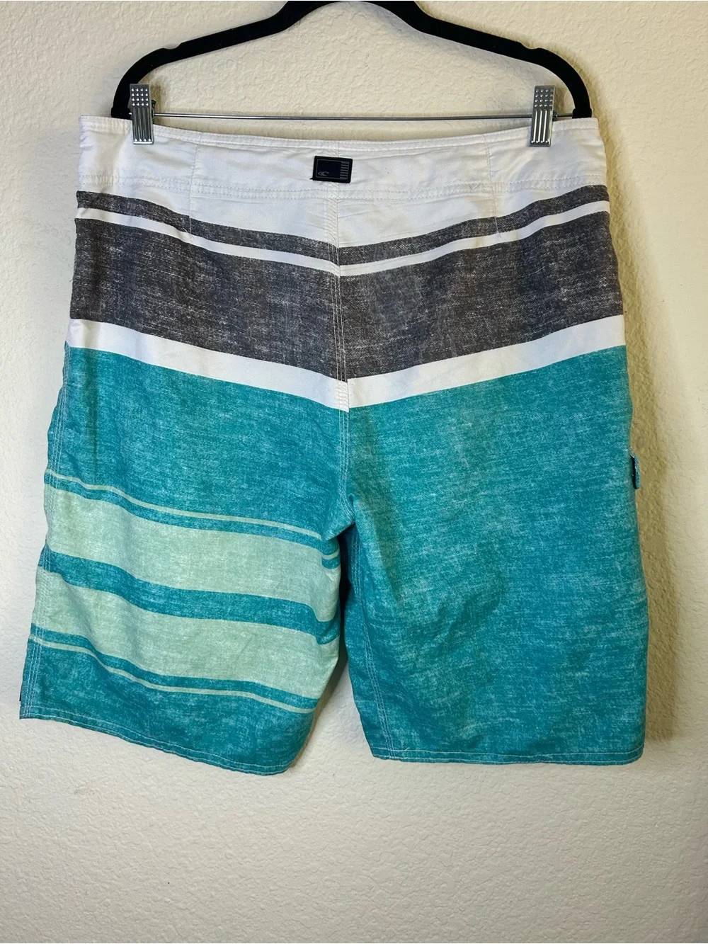 O'Neill‎ Men's Teal Stripe Boardshorts 36 Beach Vacation Lake Camp Outdoor Boat